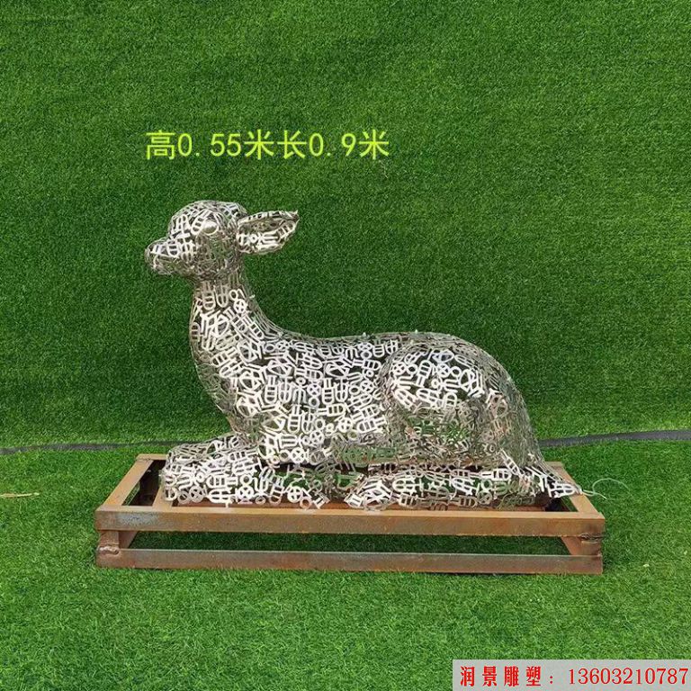 不銹鋼各種姿態小鹿雕塑 景觀小鹿雕塑